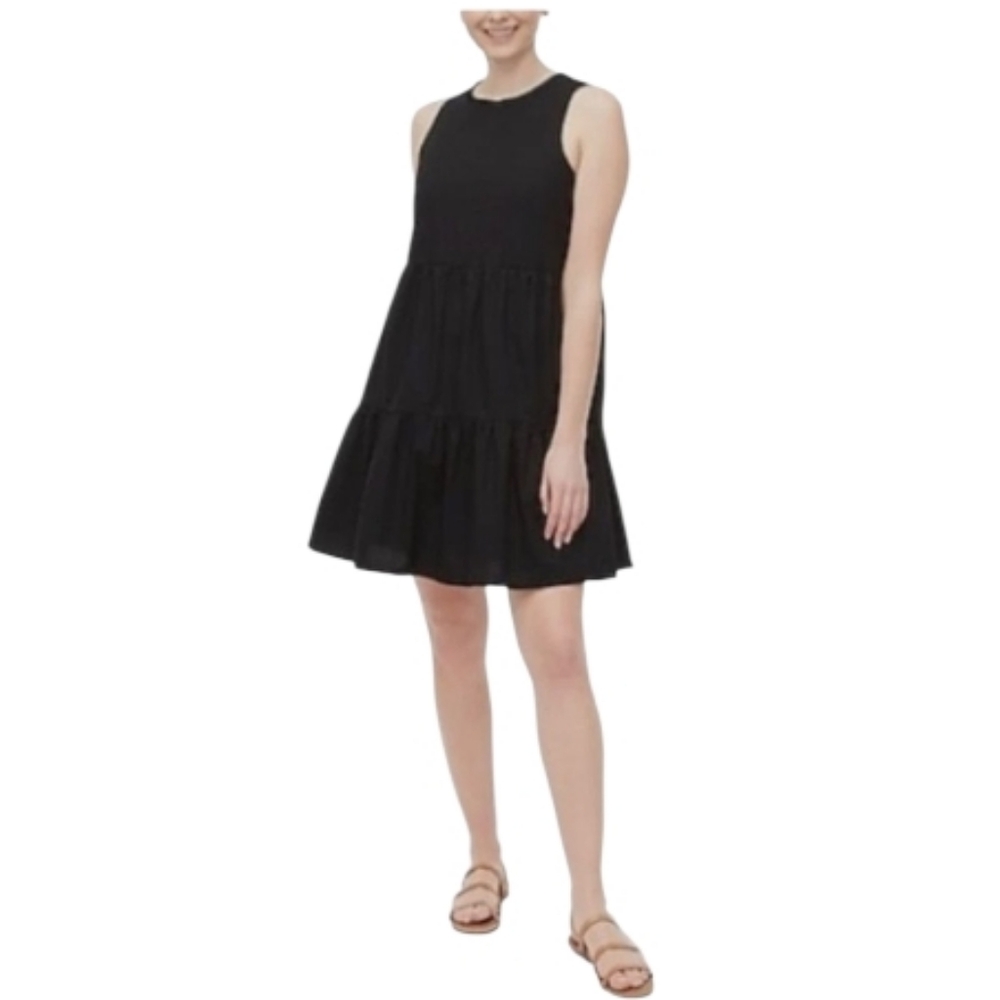 J. Crew Re-Imagined Black Tiered Women's Midi Dress Size 8